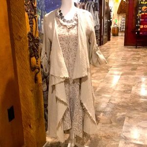 NWT Beige Linen Open Drape Duster One Size